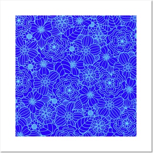 Flower pattern (blue) Posters and Art